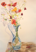 Spanish Poppies in Blue Vase 2015