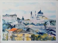 La Almudena Visto desde el Puente del Rey 2021 Watercolor on Arches 300 gms 28.5×38.5 cm / 11.5×15 in $85