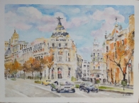 La Gran Via 2021 Watercolor on Arches 300 gms 28.5×38.5 cm / 11.5×15 in $72