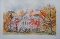 Watercolor of the Cristal Palace in Madrid Spain