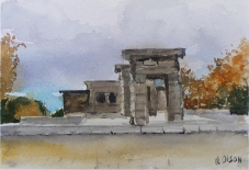 watercolor of Temple Debod