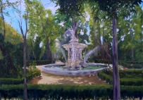 Oil Painting of Fuente de Narciso in the Principe garden in Aranjuez