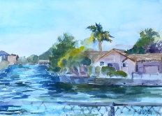 Watercolor of Lagoon in Alameda