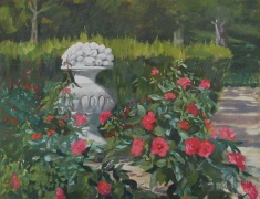Oil Painting of the Rose Garden in Madrid