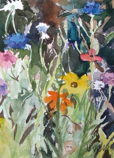 watercolor of california wildflowers.